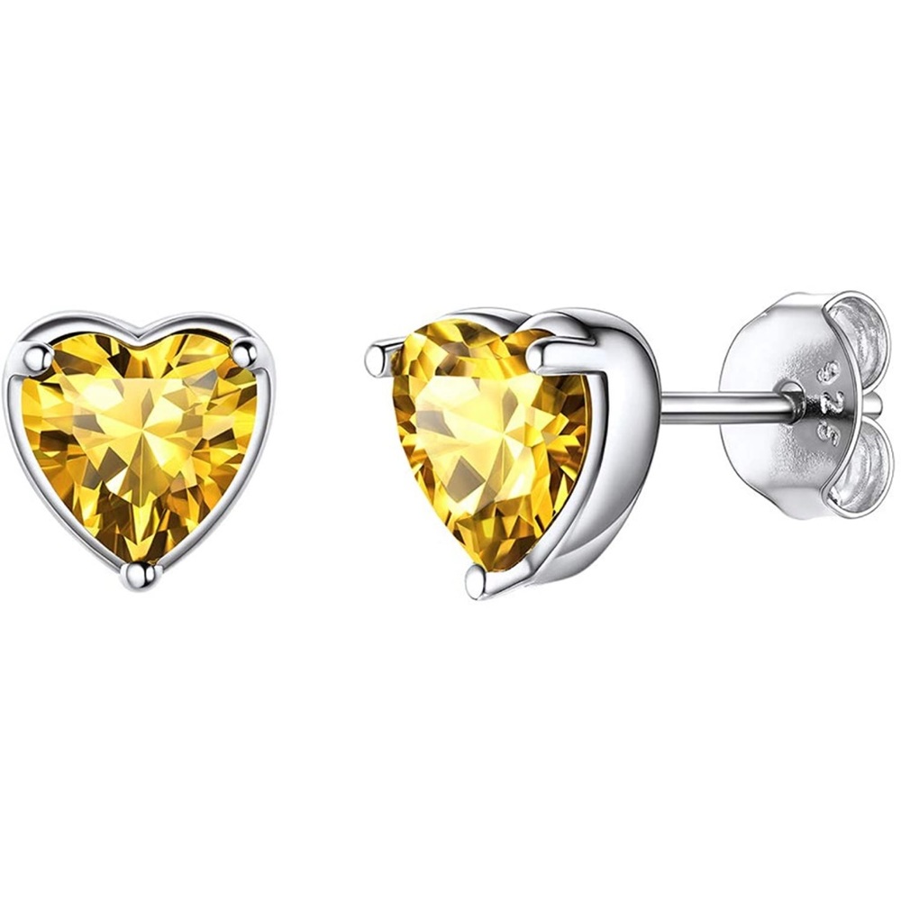 Heart Birthstone Sterling Silver Earrings
